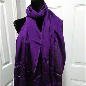 Mexican Shawl Purple Silky Shiny Rebozo Scarf